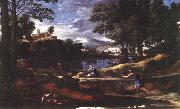 POUSSIN, Nicolas Landscape with a Man Killed by a Snake af oil on canvas
